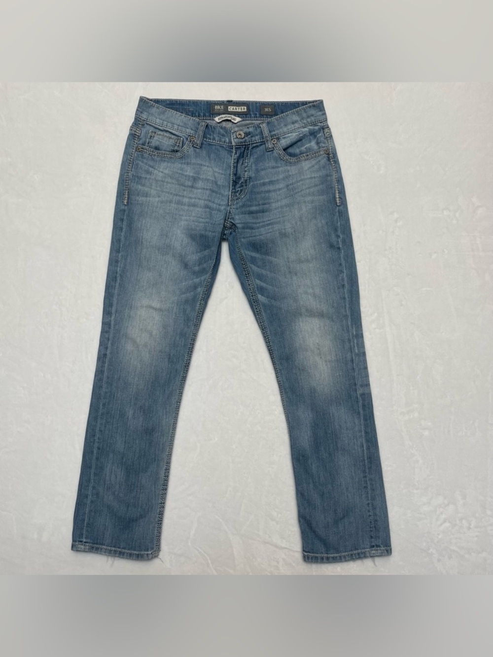 BKE Carter Straight Leg Jeans Mens 31S (Fits 32x30) Blue Stretch Denim Cowboy